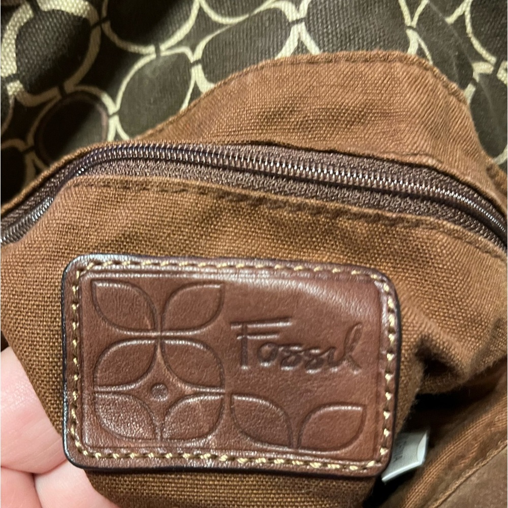 Guc Fossil Brown Floral/ Geometric Pattern Satche… - image 4